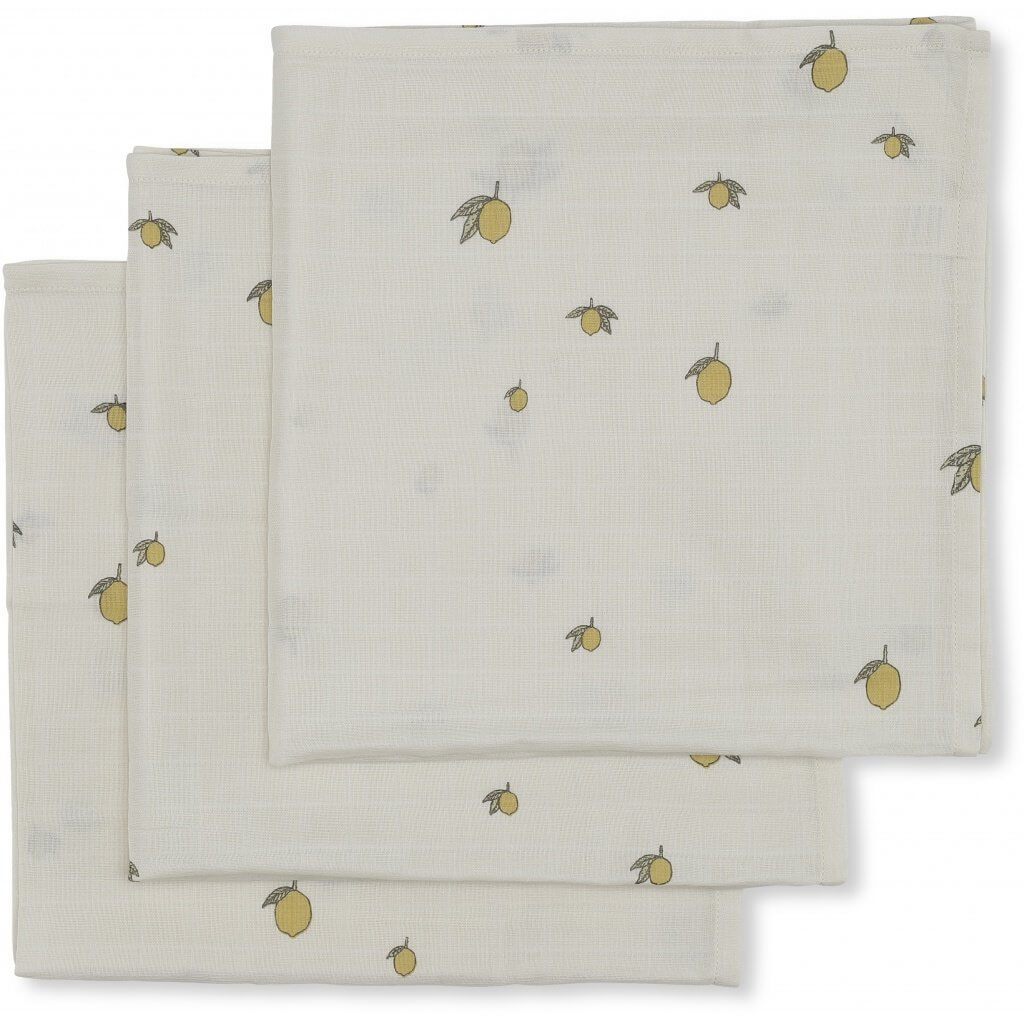 Konges Sløjd - 3- Pack Muslin Cloths - 'Lemon' 65 x 65 cm